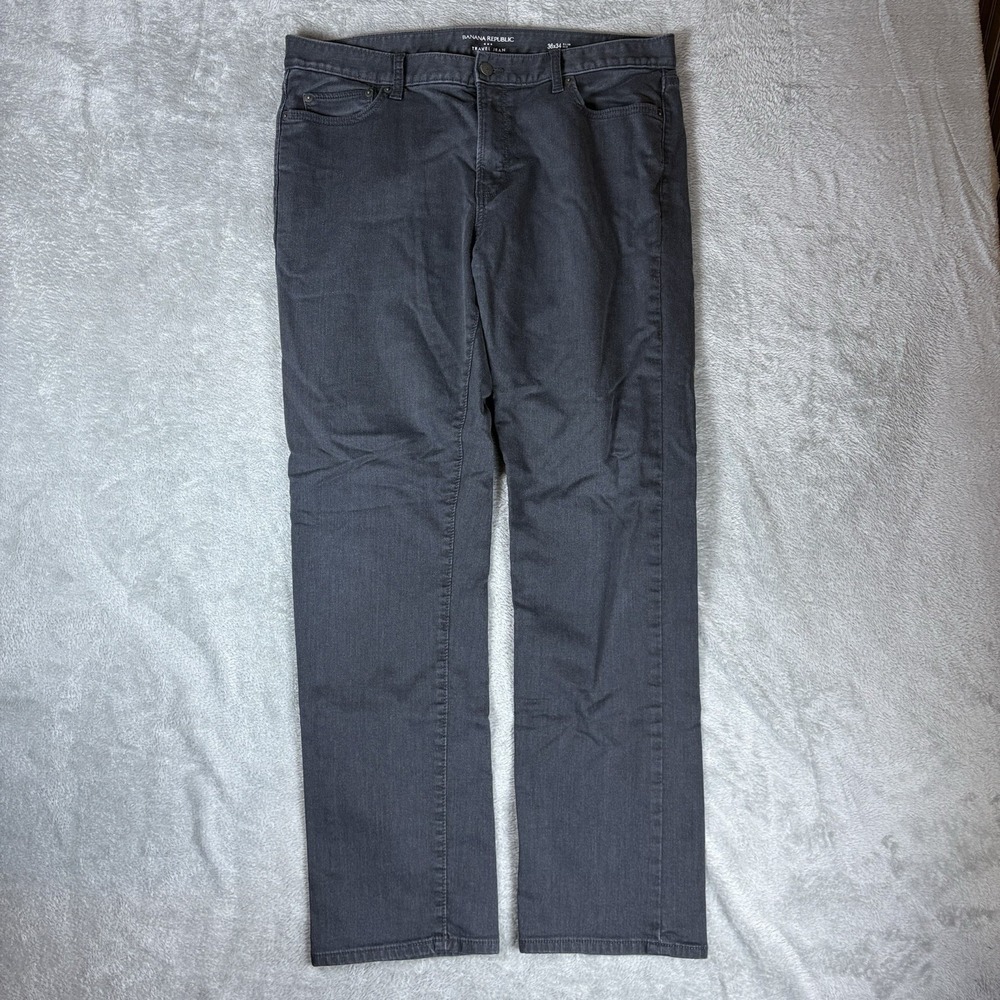 Banana Republic Travel Jean Men 36x34 (Fits 36x32)‎ Gray Slim Stretch